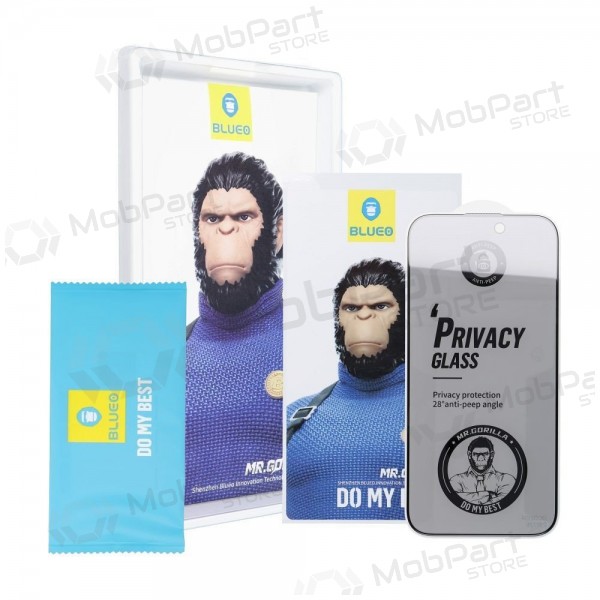 Apple iPhone X, XS, 11 Pro kaitseklaas - 5D Mr. Monkey Glass (Strong Privacy)