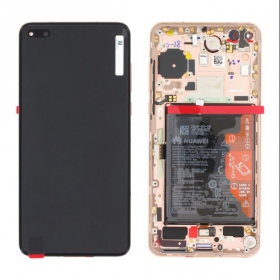 Huawei P40 ekraan (kuldsed) (koos raamiga ja patarei / aku) (service pack) (originaalne)