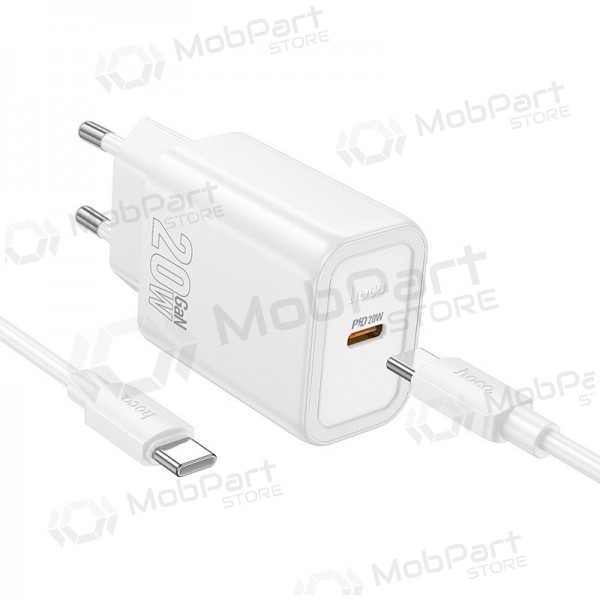 Telefoni laadija Hoco N60 GaN USB-C koos USB-C kaabliga 1 m valge
