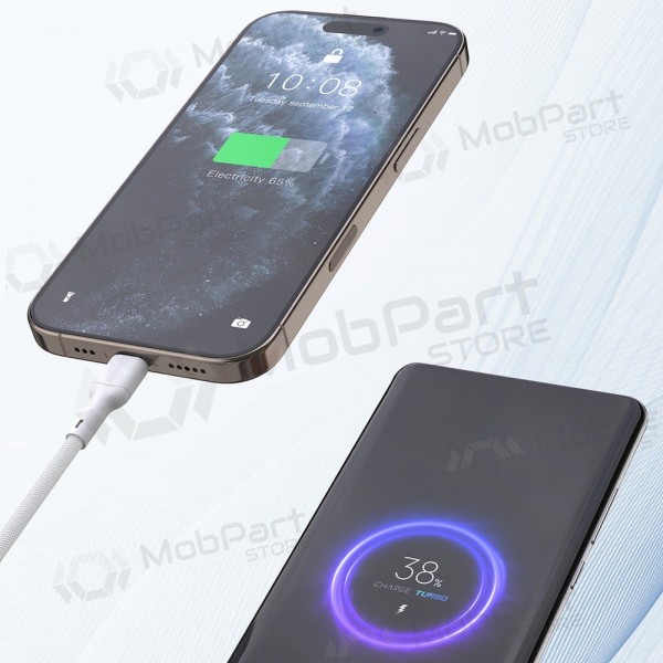Lightning kaabel Dudao L9X USB-C to Lightning 2 m 30 W valge