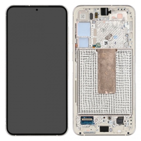 Ekranas Samsung S916 S23+ 5G su lietimui jautriu stikliuku ja rėmeliu Cream originaalne (service pack)