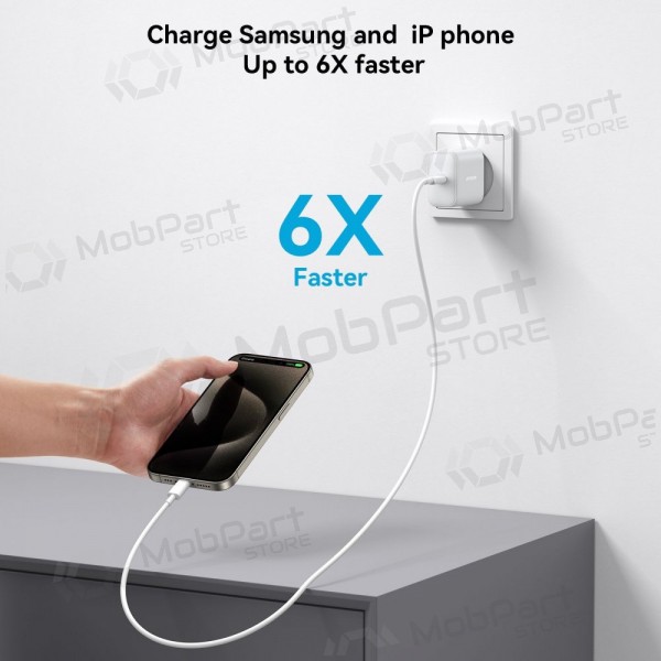Laadija Joyroom JR-TCF24 USB-C PD30W + USB-C to USB-C cable 1.0m valged