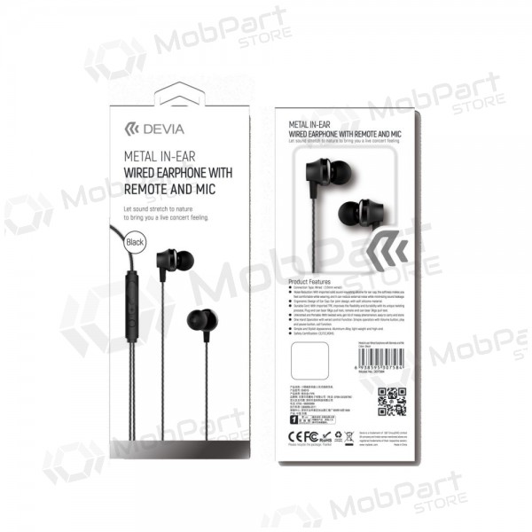Vabakäeseadmega Devia Metal In-Ear 3,5mm (must) Vabakäeseadmega Devia Metal In-Ear 3,5mm (must)