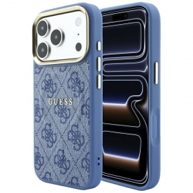 Apple iPhone 18 Pro Max ümbris - Guess PU Leather 4G Gold Frame Embossed MagSafe (pruun)