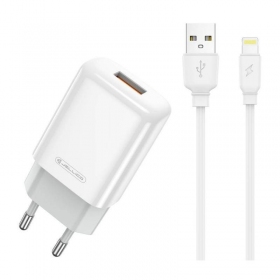 Laadija buitinis Jellico EU01 2.4A USB + Lightning valged
