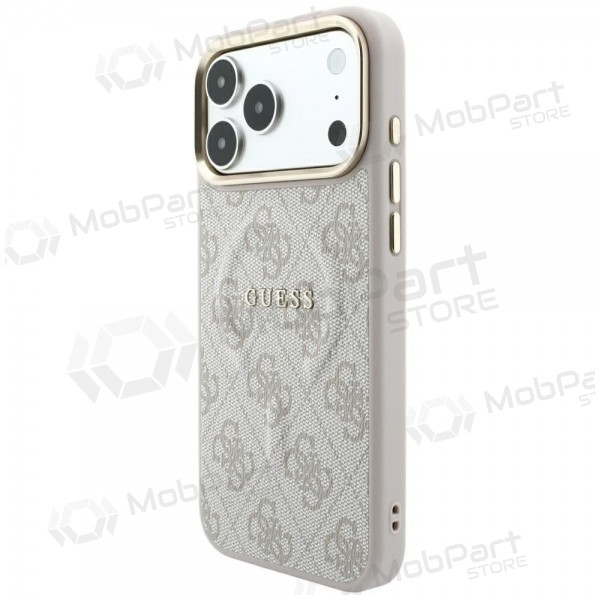 Apple iPhone 18 Pro Max ümbris - Guess PU Leather 4G Gold Frame Embossed MagSafe (roosa)