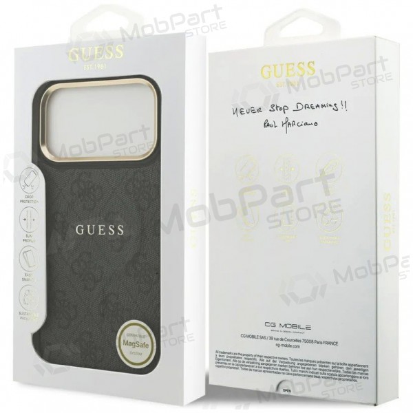 Apple iPhone 17 Pro ümbris - Guess PU Leather 4G Gold Frame MagSafe (must)