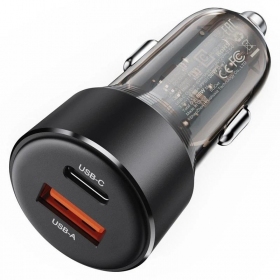Autolaadija Acefast B12 60W USB-C/USB-A mustad