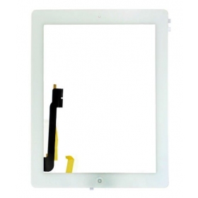 Apple iPad 4 puutetundlik klaas HOME nupu ja hoidikutega (valged)