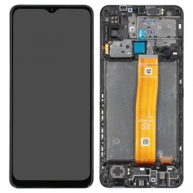 Samsung M127 Galaxy M12 2021 ekraan (mustad) (koos raamiga) (service pack) (originaalne)