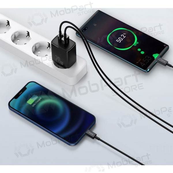 Laadija Baseus USB + Type-C 20W CCXJ-B01 (mustad)