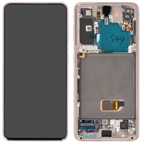 Ekranas Samsung G991 S21 5G su lietimui jautriu stikliuku ja rėmeliu Phantom Violet originaalne (service pack)