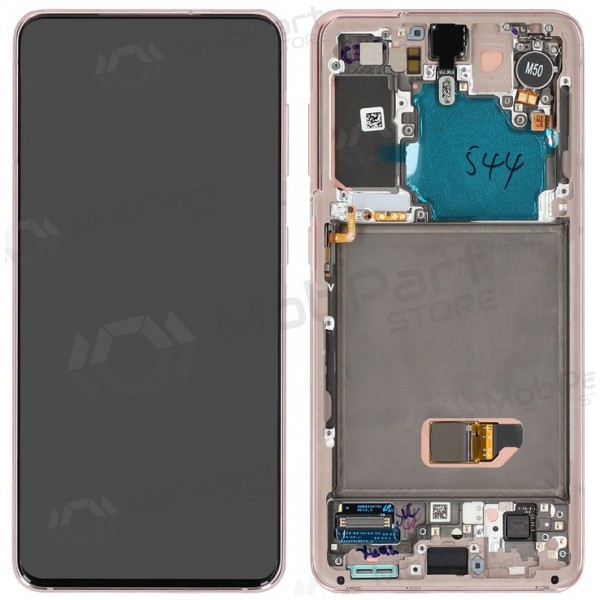 Ekranas Samsung G991 S21 5G su lietimui jautriu stikliuku ja rėmeliu Phantom Violet originaalne (service pack)