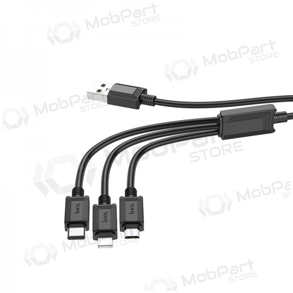 USB kaabel Hoco X74 3in1 microUSB-Lightning-Type-C 1.0m (mustad)