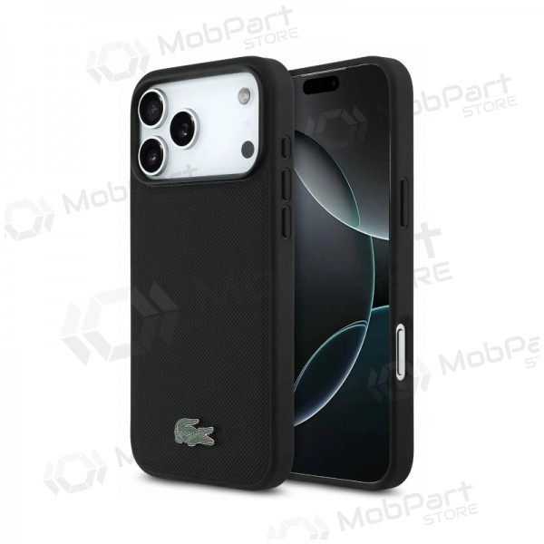 Apple iPhone 18 Pro ümbris - Lacoste PVC Petit Pique Semi Wrap Embossed MagSafe (must)