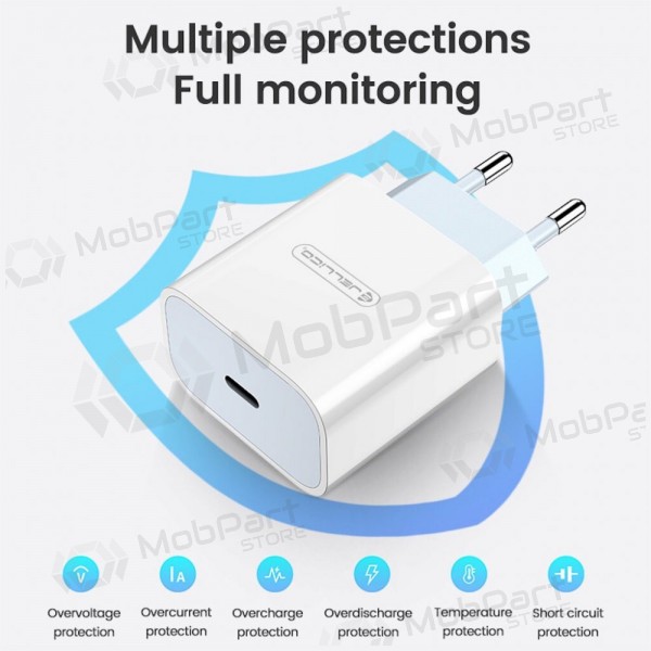 Laadija Jellico AK180 20W USB-C + USB-C to Lightning cable 1.0m valged