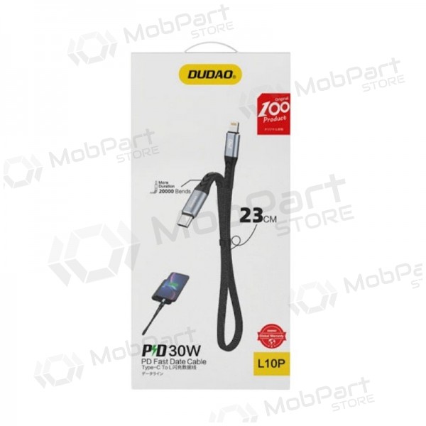Lightning kaabel Dudao L10P USB-C to Lightning 0.23 m 20 W must