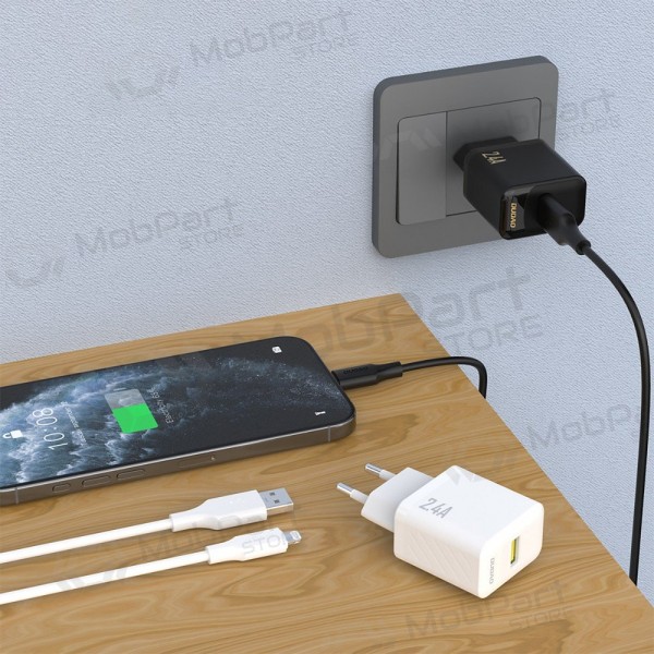 Telefoni laadija Dudao A23L 12 W USB-A koos USB-A to Lightning kaabliga 1 m must