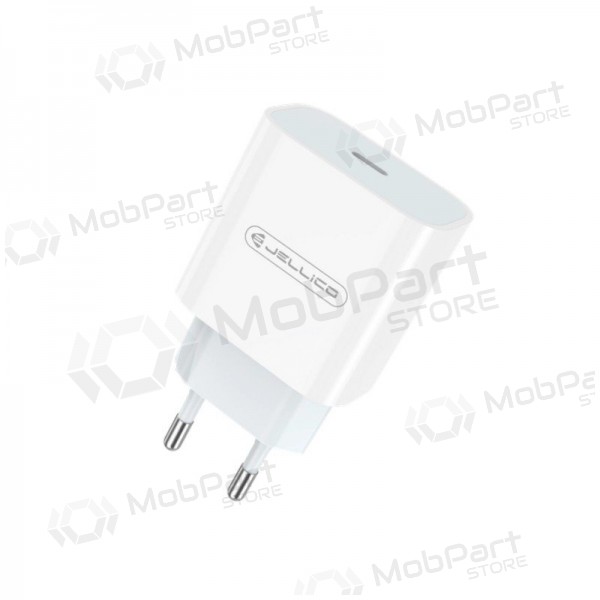 Laadija Jellico AK180 20W USB-C + USB-C to USB-C cable 1.0m valged