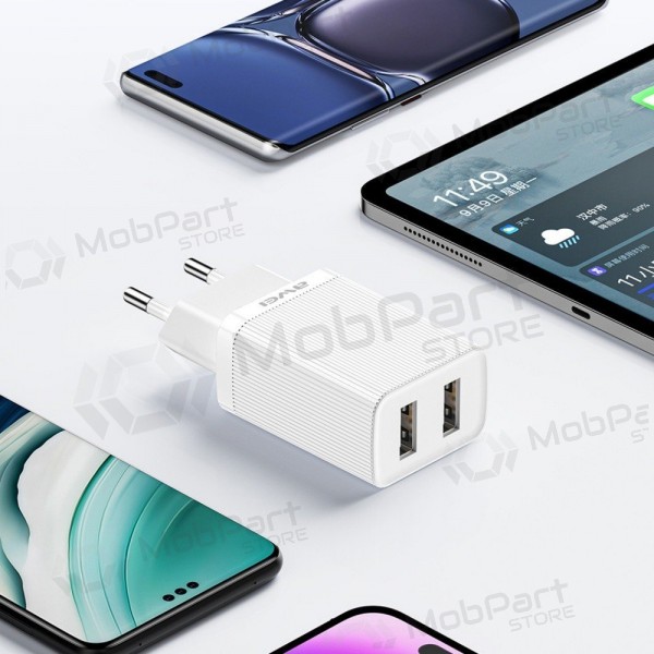 Laadija Awei C15L-EU 2xUSB-A 10W + USB to Lightning cable valged