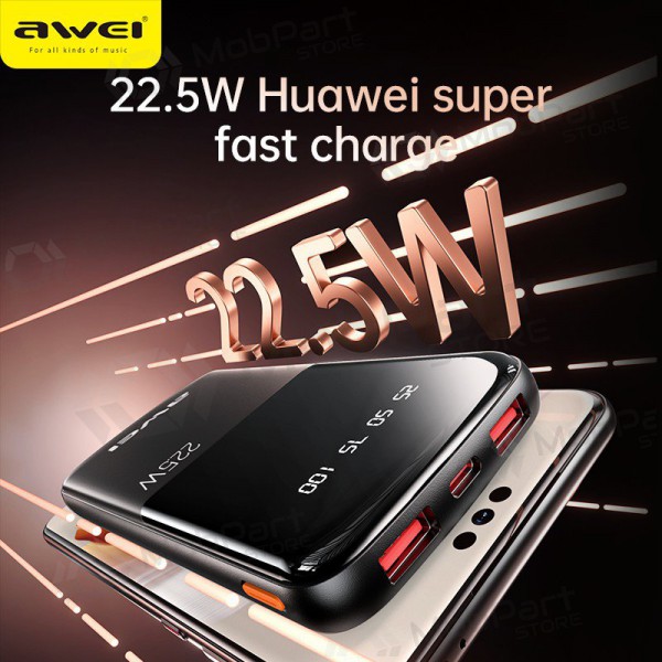 Väline patarei / aku Power Bank Awei P10K 22.5W 10000mAh must