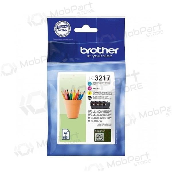 Brother LC3217 (LC3217VALDR) tindiprinteri kassettide komplekt, must, tsüaan, magenta, kollane