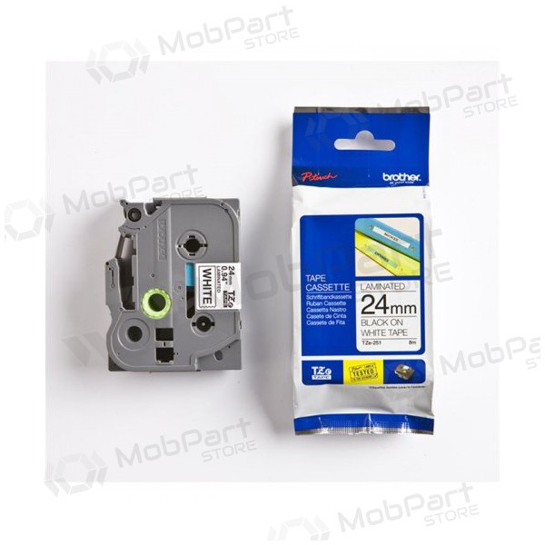 Brother TZe-251 Valge/Mustad (TZE251) 24mm, 8m, juostelė