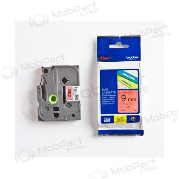 Brother TZe-421 (TZe421) lamineeritud etiketilint 9mm 8m, must punasel