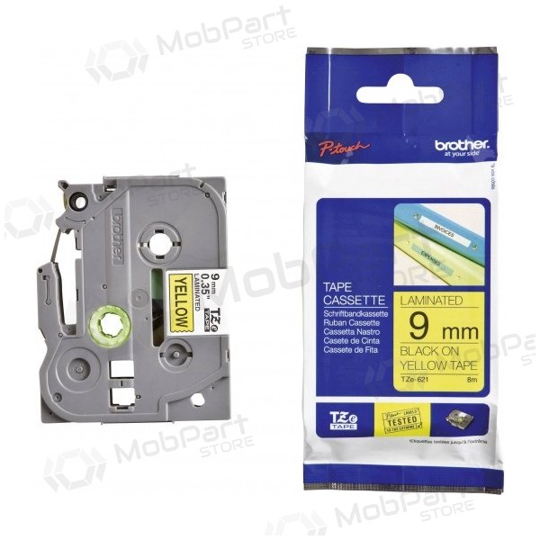 Brother TZe-621 (TZE621) lamineeritud märgistuslindi kassett P-touch, must kollasel 9mm, 8m