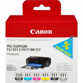 Canon PGI-550/CLI-551 (6496B005) tindikassettide komplekt, PGBK/C/M/Y/BK/GY