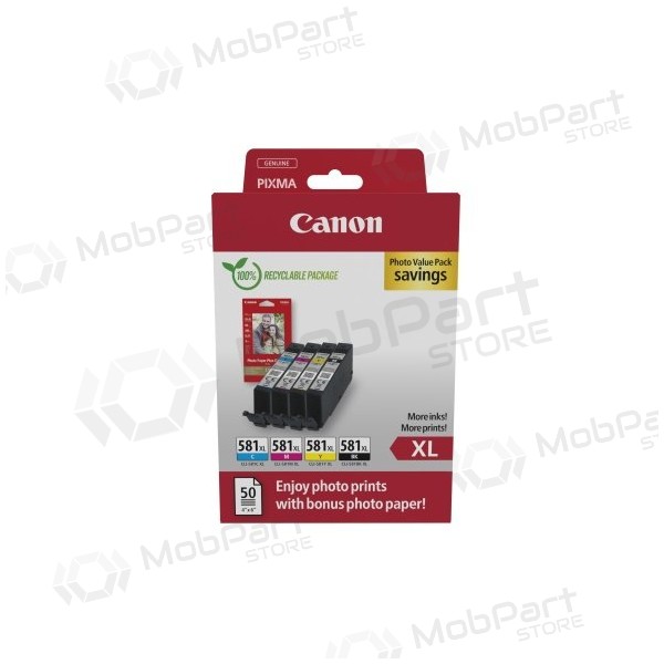 Canon CLI-581XL (2052C004) Photo value pack tindikassettide komplekt, C/M/Y/BK