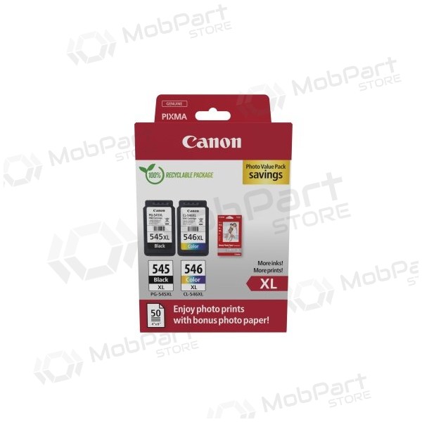 Canon PG-545XL/CL-546XL (8286B011) fotoväärtuspakett tindikassettide komplekt, BK/CMY