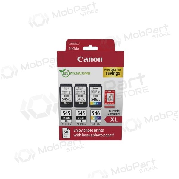 Canon PG-545XL/CL-546XL (8286B015) fotoväärtuspakett tindikassettide komplekt, BK/CMY