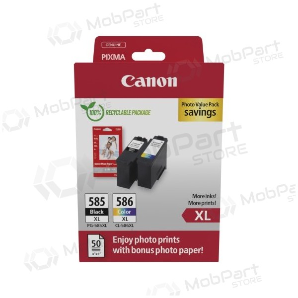 Canon PG-585XL/CL-586XL (6204C005) fotoväärtuspakett tindikassettide komplekt, BK/CMY