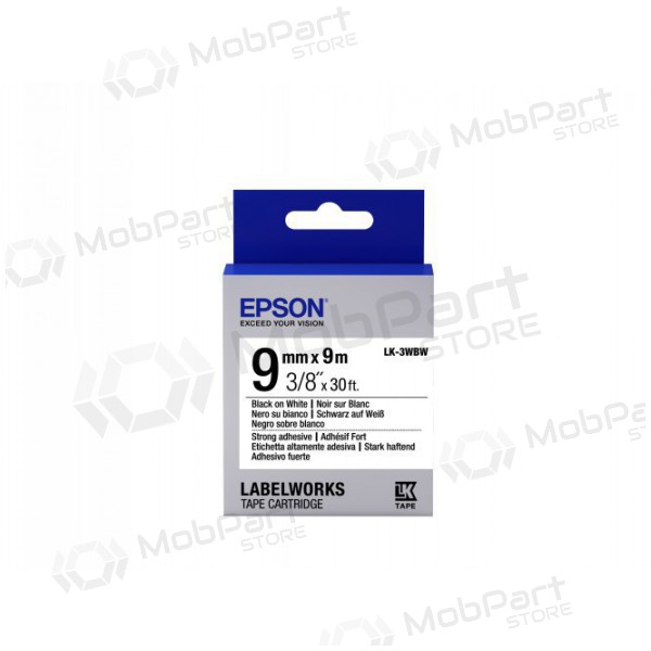 Epson etiketikassett LK-3WBW tugev liim must valgel 9 mm (9 m)