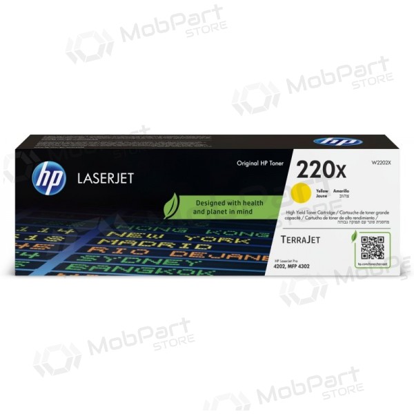 HP 220X (W2202X) laserkassett, kollane