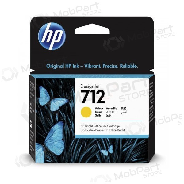 HP No.712 (3ED69A), kollane kassett Rašaliniams spausdintuvams, 29ml.